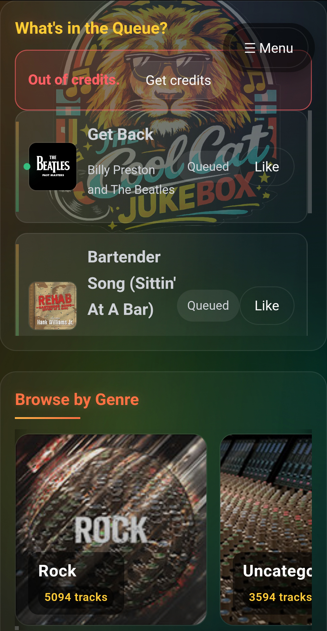 Guest queue and genre browse